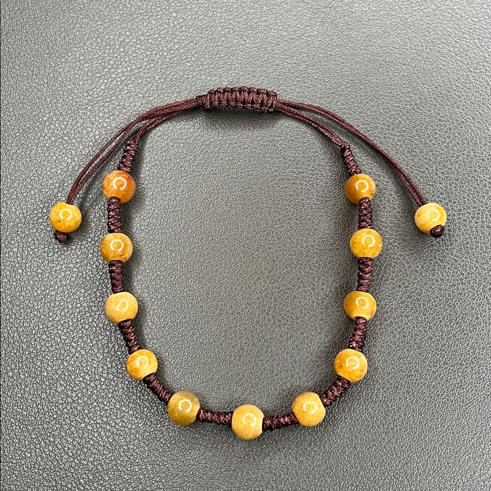 Glass bead tiger eye bracelet adjustable - Picture 3 of 4